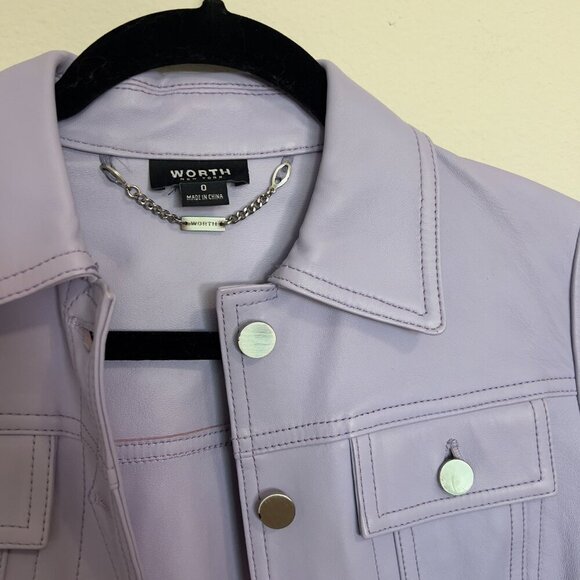 WORTH New York Lavender Leather Jacket – Size 0 - Picture 3 of 5